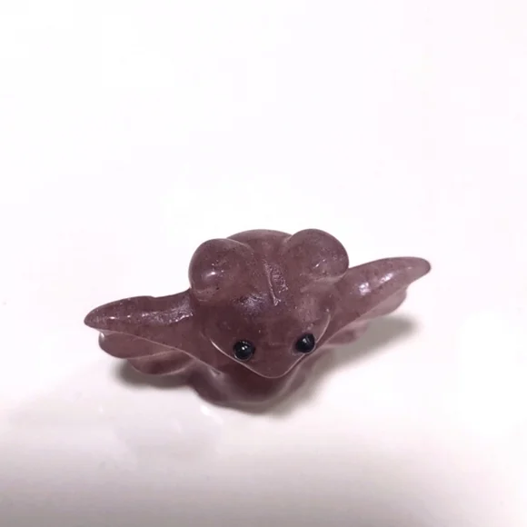 Strawberry Quartz Bat Carving Crystal Imperfections color Variations 1x1.5 - Picture 5 of 9